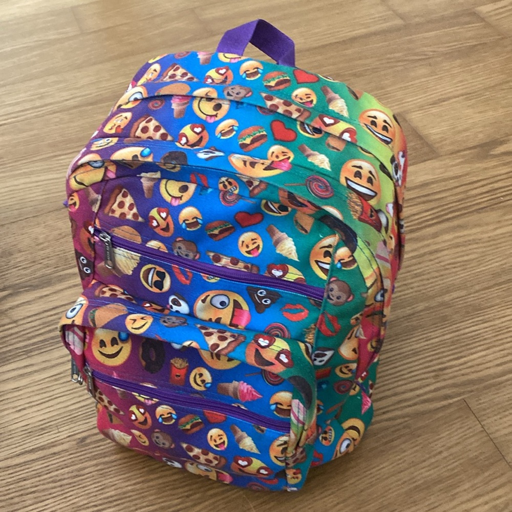 Top Trenz Girl Emoji Multicolor Full Size School Backpack